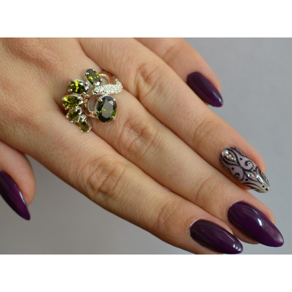 Серебряное кольцо с золотыми вставками (153к)