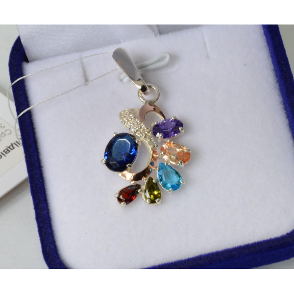 Серебряная подвеска с золотими вставками (153п)