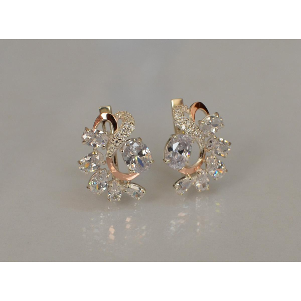 Серебряные серьги с золотыми накладками (153с)