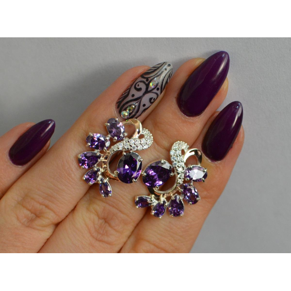 Серебряные серьги с золотыми накладками (153с)