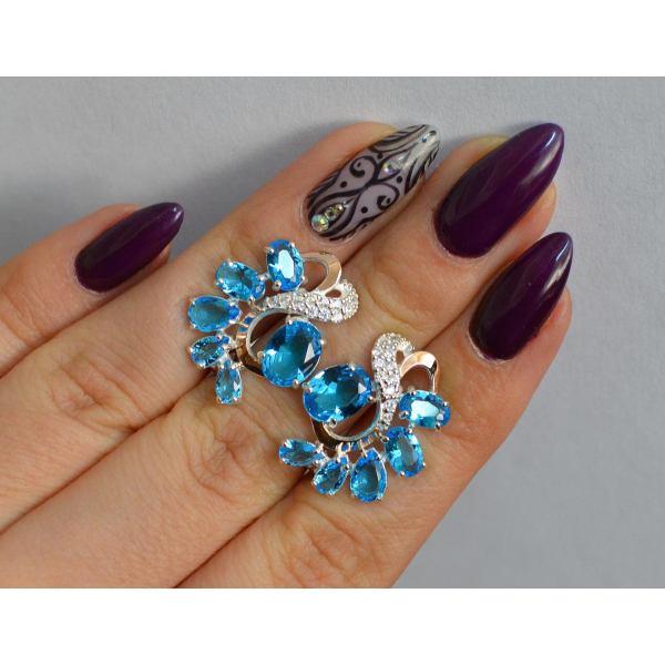 Серебряные серьги с золотыми накладками (153с)