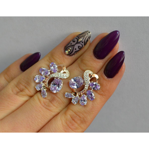 Серебряные серьги с золотыми накладками (153с)