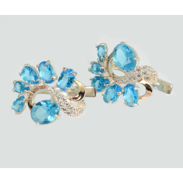 Серебряные серьги с золотыми накладками (153с)