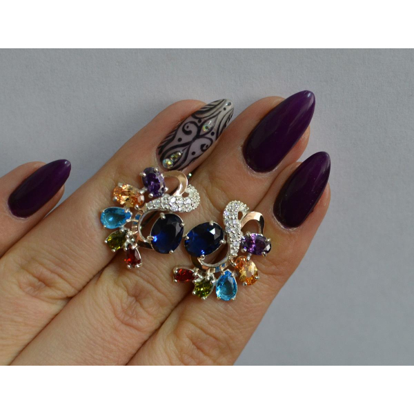 Серебряные серьги с золотыми накладками (153с)