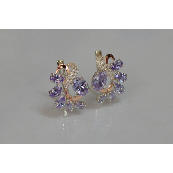 Серебряные серьги с золотыми накладками (153с)