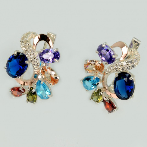 Серебряные серьги с золотыми накладками