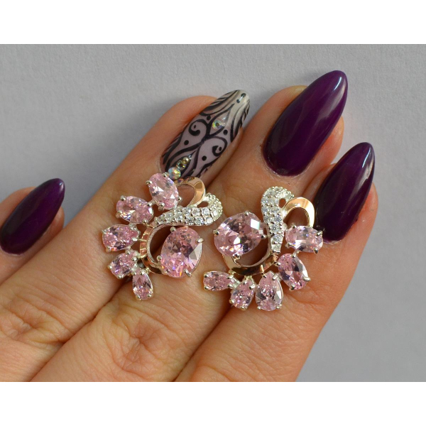 Серебряные серьги с золотыми накладками (153с)