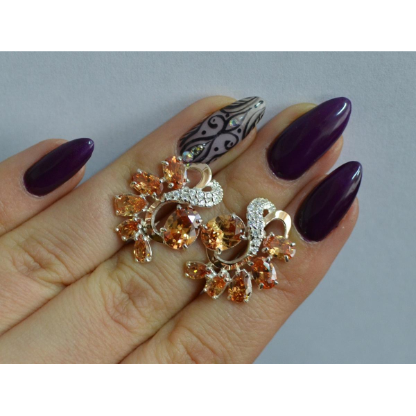 Серебряные серьги с золотыми накладками (153с)