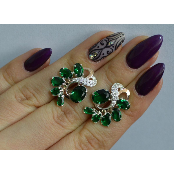 Серебряные серьги с золотыми накладками (153с)