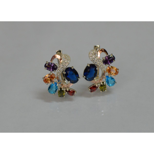 Серебряные серьги с золотыми накладками (153с)