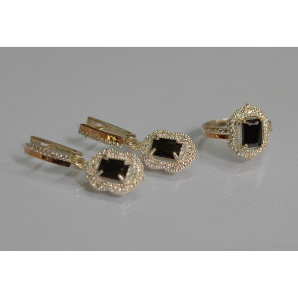 Серебряный набор с золотыми пластинами (154)