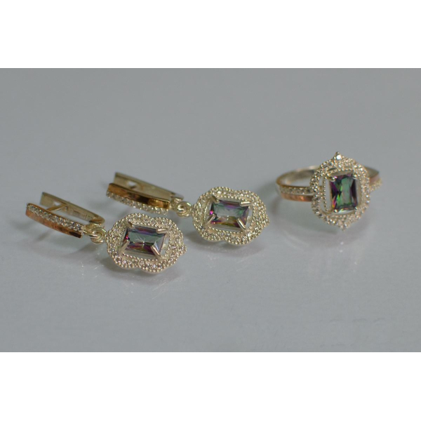 Серебряный набор с золотыми пластинами (154)