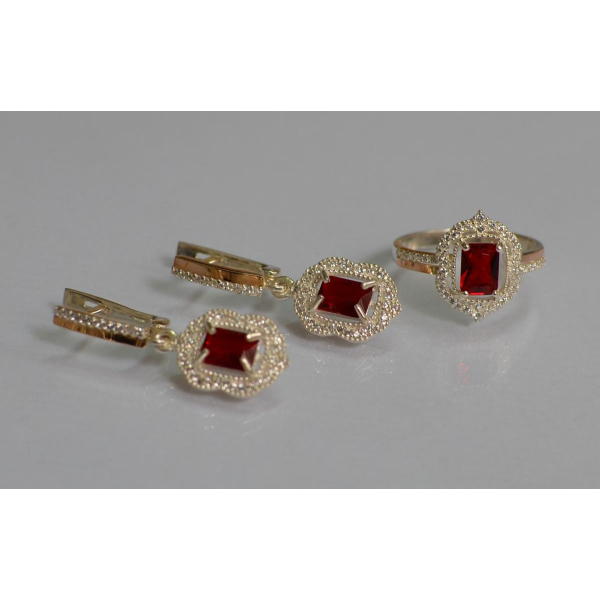 Серебряный набор с золотыми пластинами (154)