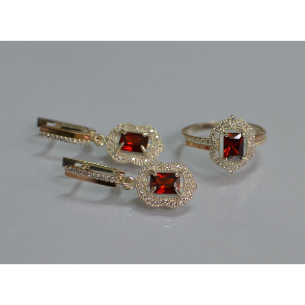 Серебряный набор с золотыми пластинами (154)