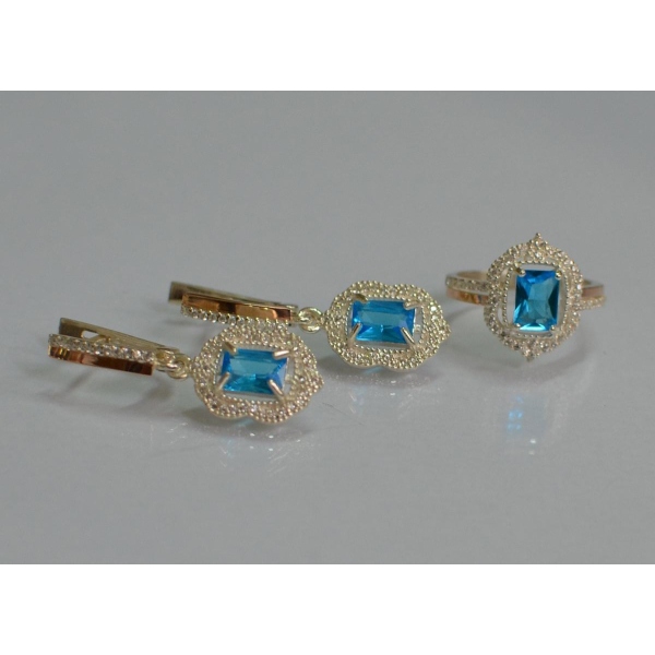 Серебряный набор с золотыми пластинами (154)