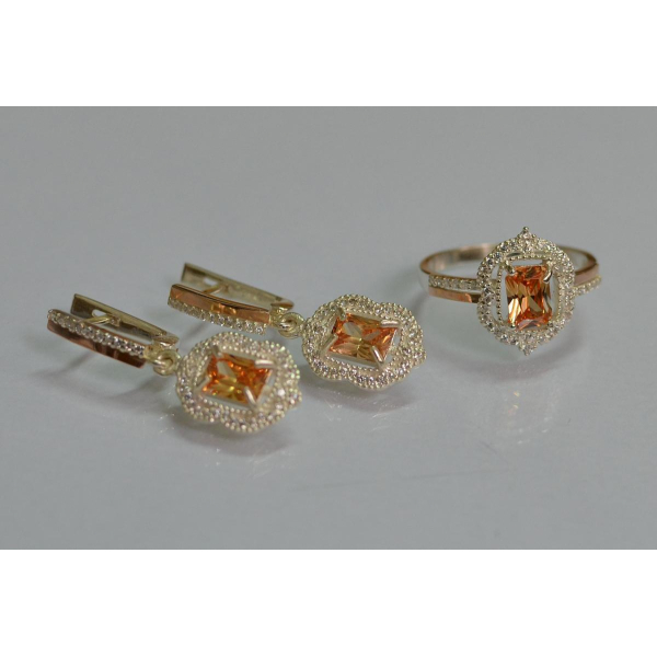 Серебряный набор с золотыми пластинами (154)