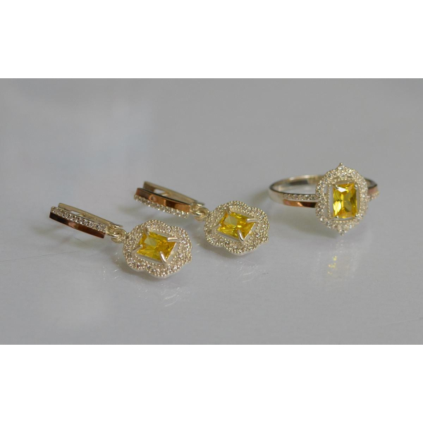 Серебряный набор с золотыми пластинами (154)