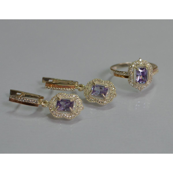 Серебряный набор с золотыми пластинами (154)