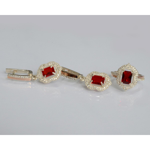 Серебряный набор с золотыми пластинами (154)