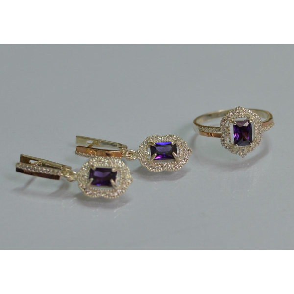 Серебряный набор с золотыми пластинами (154)