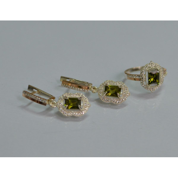 Серебряный набор с золотыми пластинами (154)