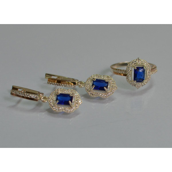 Серебряный набор с золотыми пластинами (154)