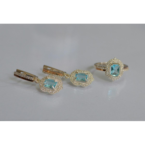 Серебряный набор с золотыми пластинами (154)