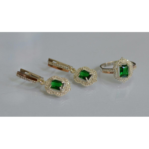 Серебряный набор с золотыми пластинами (154)