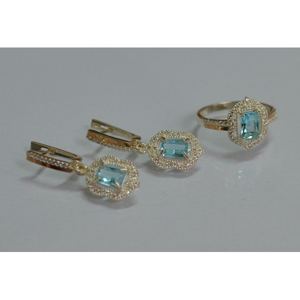 Серебряный набор с золотыми пластинами (154)