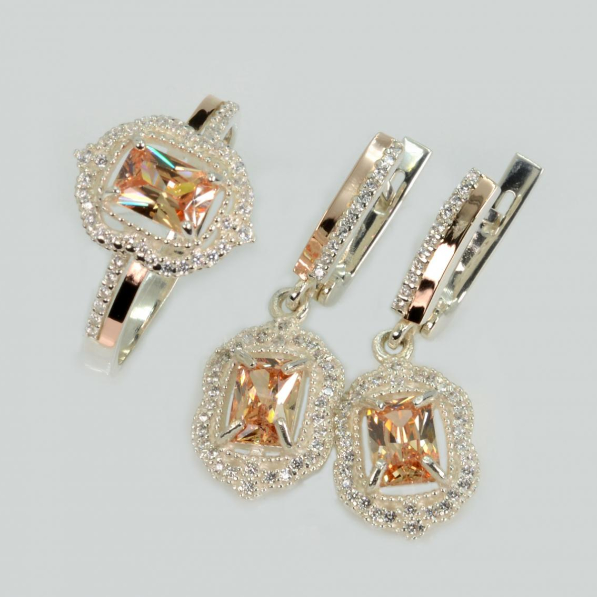 Серебряный набор с золотыми пластинами (154)