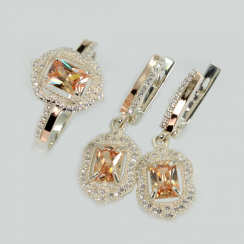 Серебряный набор с золотыми пластинами