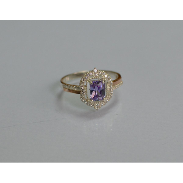 Серебряное кольцо с золотыми вставками (154к)