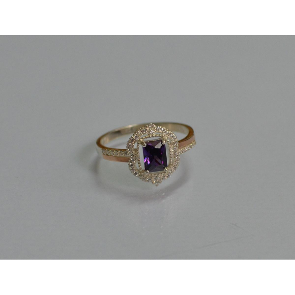 Серебряное кольцо с золотыми вставками (154к)