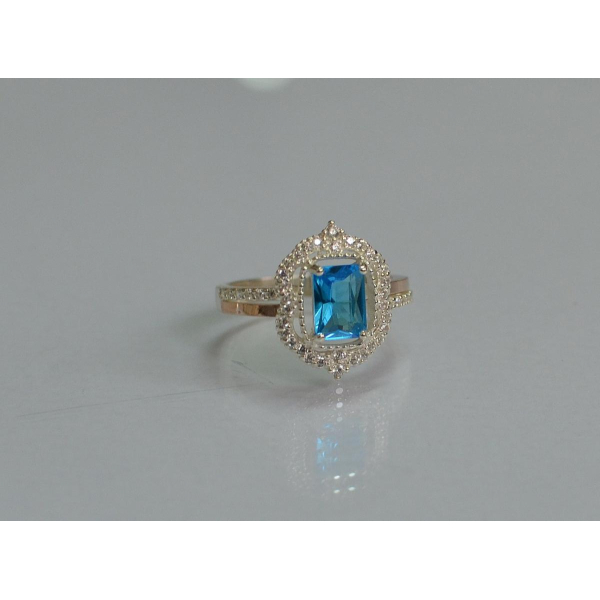 Серебряное кольцо с золотыми вставками (154к)