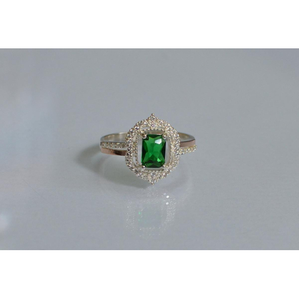 Серебряное кольцо с золотыми вставками (154к)