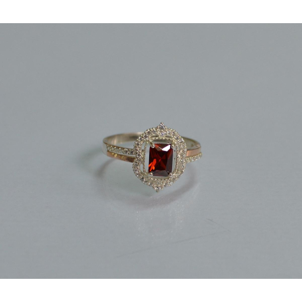 Серебряное кольцо с золотыми вставками (154к)