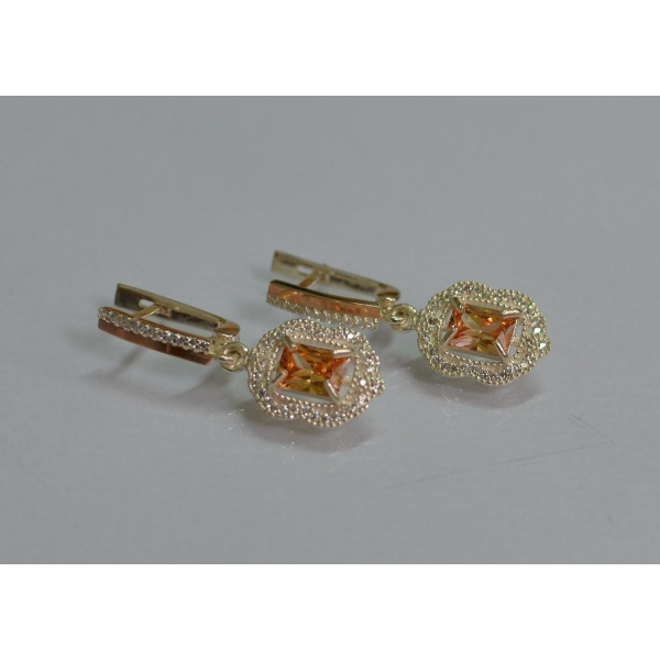 Серебряные серьги с золотыми вставками (154с)