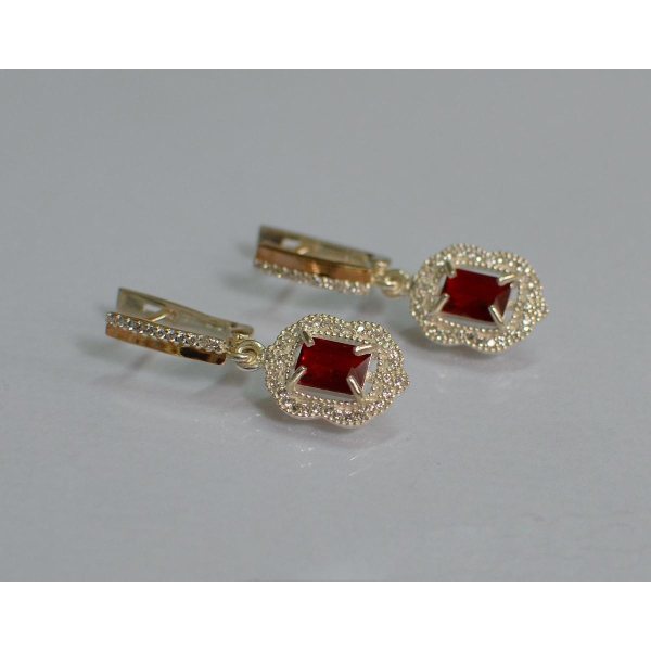 Серебряные серьги с золотыми вставками (154с)