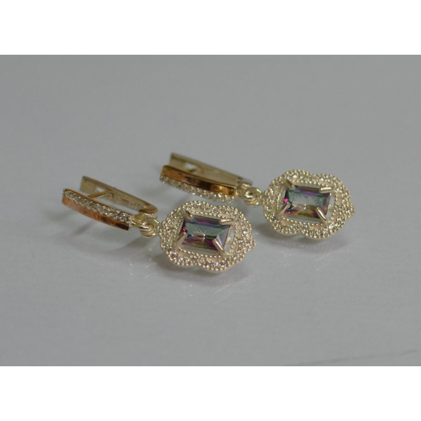 Серебряные серьги с золотыми вставками (154с)