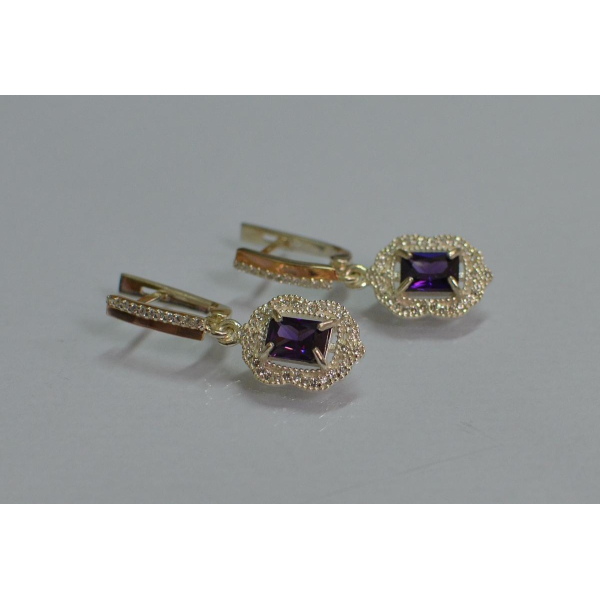 Серебряные серьги с золотыми вставками (154с)