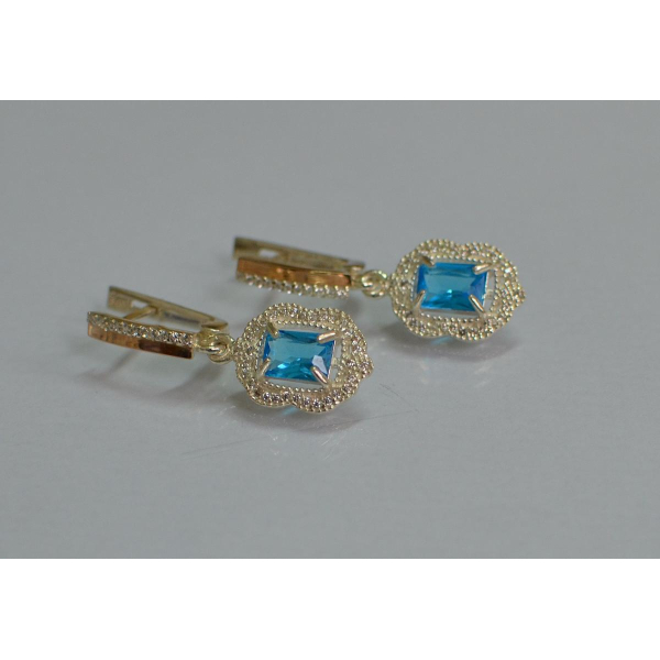 Серебряные серьги с золотыми вставками (154с)