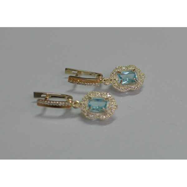 Серебряные серьги с золотыми вставками (154с)