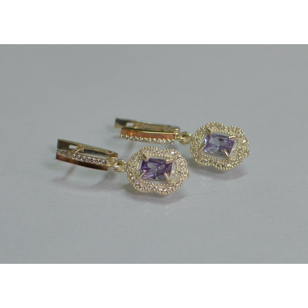 Серебряные серьги с золотыми вставками (154с)