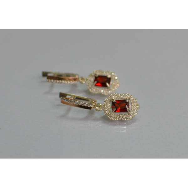 Серебряные серьги с золотыми вставками (154с)