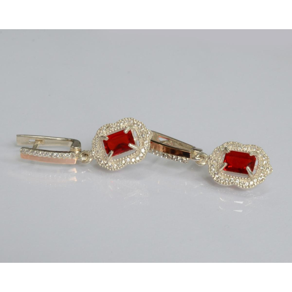 Серебряные серьги с золотыми вставками (154с)