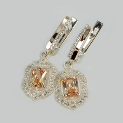 Серебряные серьги с золотыми вставками