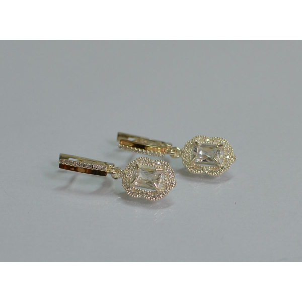 Серебряные серьги с золотыми вставками (154с)