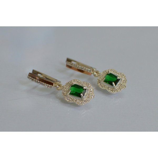 Серебряные серьги с золотыми вставками (154с)