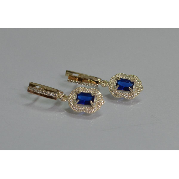 Серебряные серьги с золотыми вставками (154с)