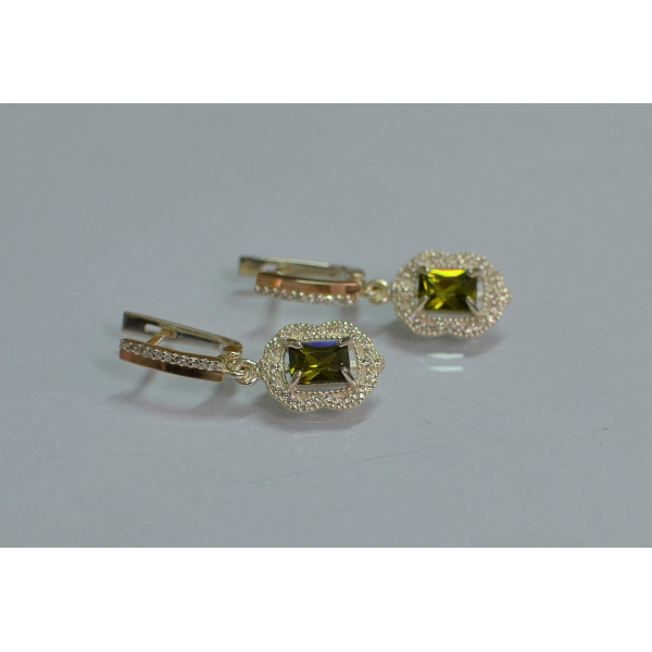 Серебряные серьги с золотыми вставками (154с)